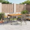 vidaXL 5 Piece Garden Dining Set with Cushions Grey Poly Rattan
