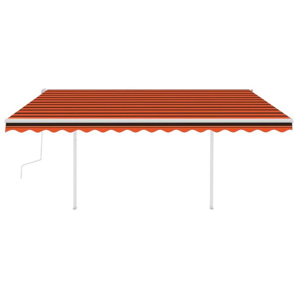 vidaXL Manual Retractable Awning with Posts 4.5x3 m Orange and Brown