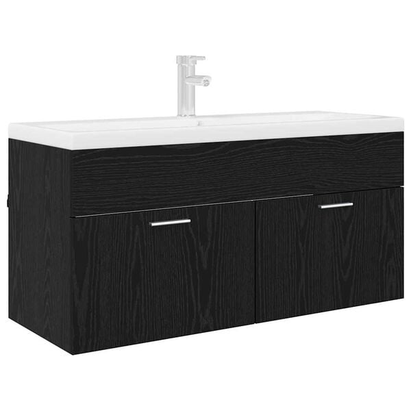 vidaXL Sink cabinet with Storage with Door Black Oak Engineered Wood