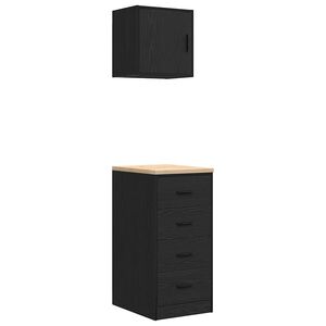vidaXL Garage Cabinets 2 pcs Black Engineered Wood