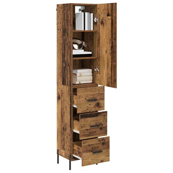 vidaXL Highboard Old Wood 34.5 x 34 x 180 cm Engineered Wood