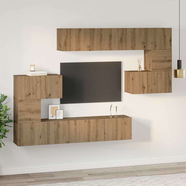 vidaXL TV Cabinet Set Wall-mounted 8 pcs Artisan Oak Engineered Wood