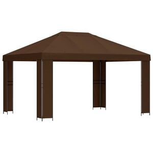 vidaXL Gazebo 4 x 3 m Brown Polyester and Steel 190