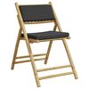 vidaXL 3 Piece Folding Bistro set with Dark Grey Cushions Bamboo