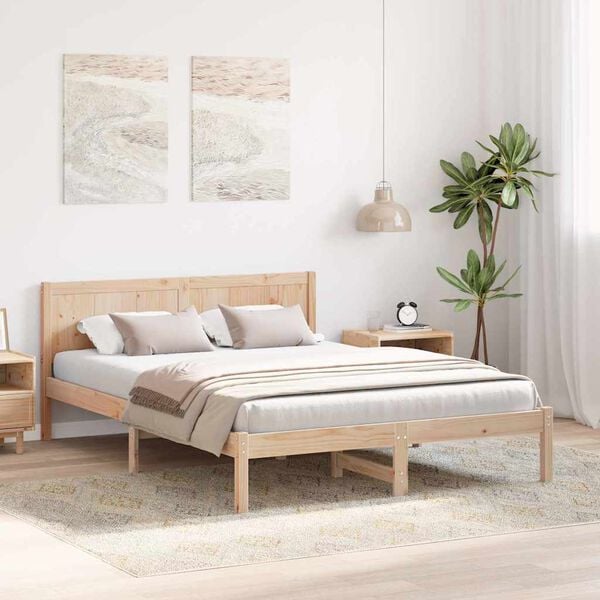 vidaXL Bed Frame Brown 140 x 200 cm Solid Pine wood