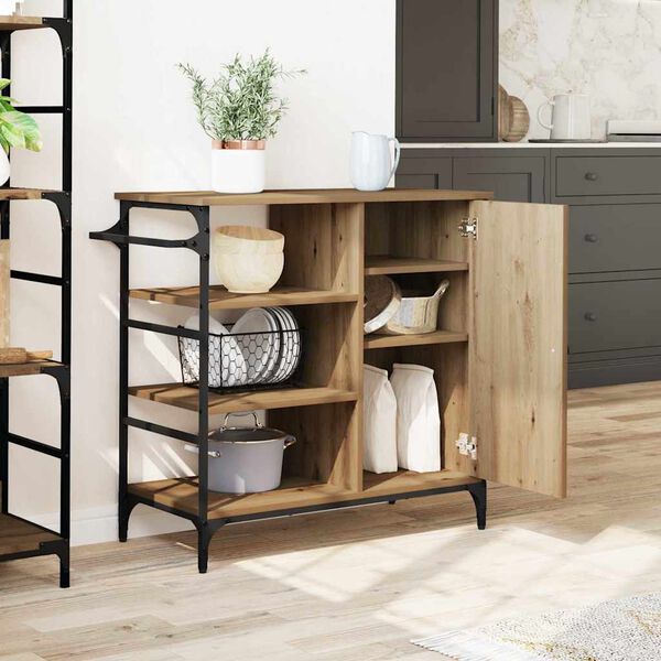 vidaXL Kitchen Trolley Artisan oak & & Black 87.5 x 38.5 x 84.5 cm