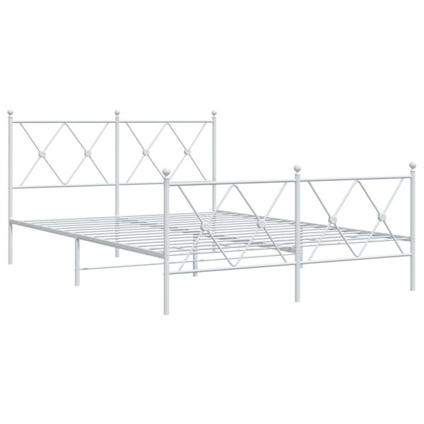 vidaXL Metal Bed Frame without Mattress with Footboard White 137x190cm