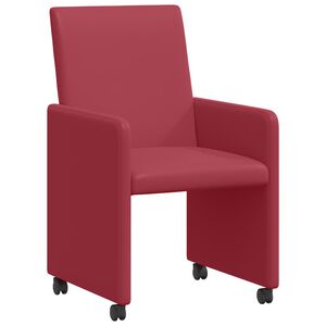 vidaXL Dining Chairs with Wheels 2 pcs Wine red 57 x 66 x 94 cm