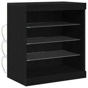 vidaXL LED Sideboard Black Oak 60.5 x 37 x 67 cm Engineered Wood