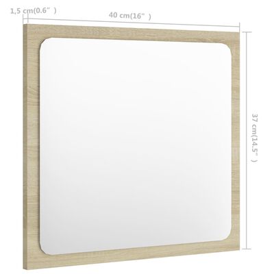 vidaXL Bathroom Mirror Sonoma Oak 40x1.5x37 cm Engineered Wood