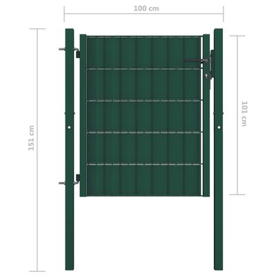 vidaXL Fence Gate PVC and Steel 100x101 cm Green