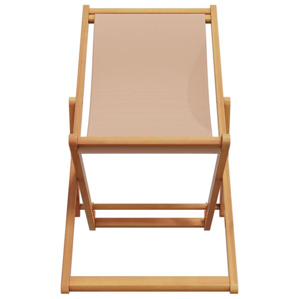 vidaXL Folding Beach Chair Taupe Solid Wood Eucalyptus and Fabric