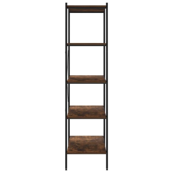 vidaXL 5-Tier Shelving Unit Black and Dark Wood 80x40x163 cm