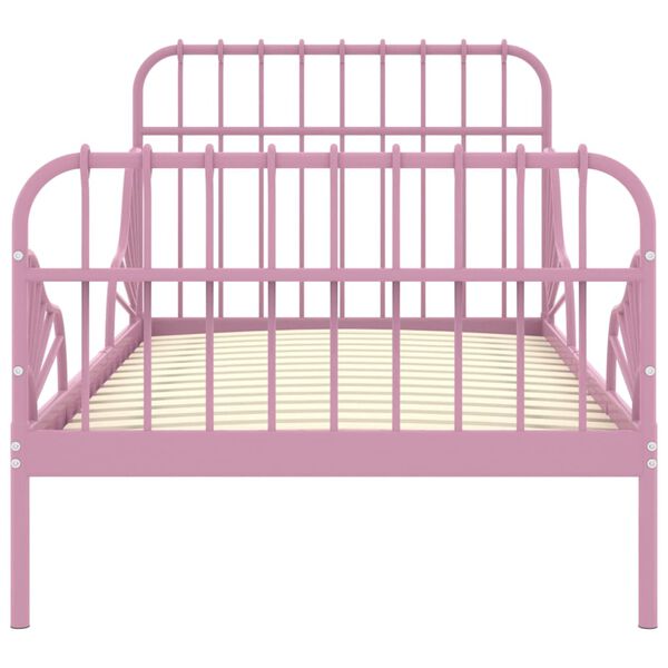 vidaXL Extendable Bed Frame without Mattress Pink Metal 80x130/200 cm
