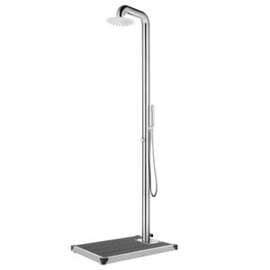 vidaXL Garden Shower with Grey Base 230 cm Stainless Steel