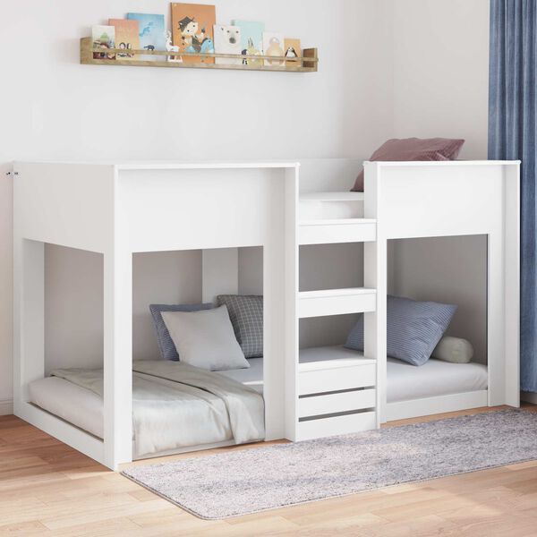 vidaXL Floor Bed Frame White 75 x 190 cm Engineered Wood