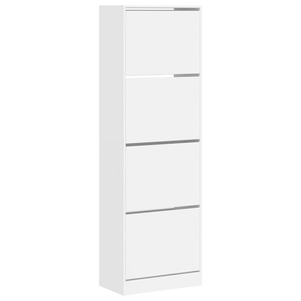 vidaXL Shoe Cabinet with 4 Flip-Drawers White 60x34x187.5 cm