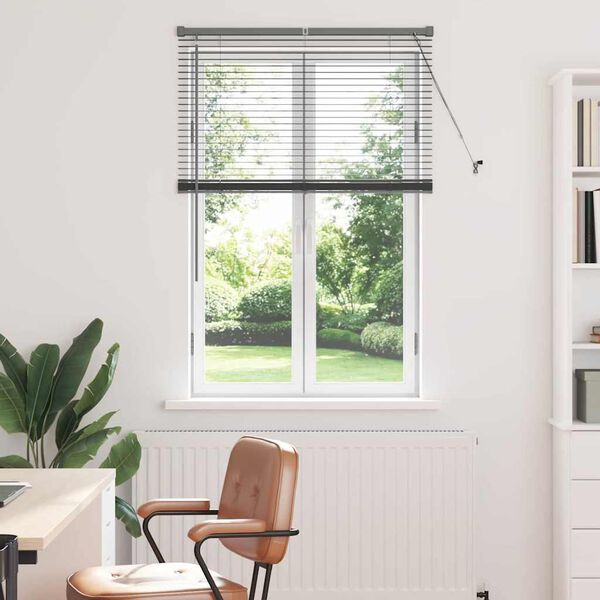 vidaXL Window Blind with Curtains Manual Dark grey Aluminium