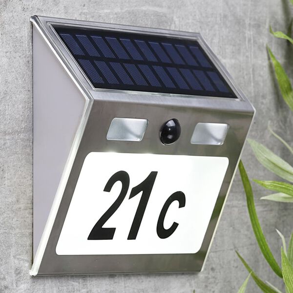HI LED Solar Illuminated House Number Silver