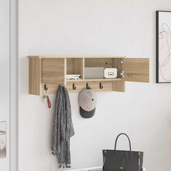 vidaXL Wall-Mounted Coat Rack with Shelf Sonoma Oak 80 x 20 x 30 cm
