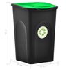 vidaXL Trash Bin with Hinged Lid 50L Black and Green
