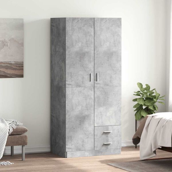 vidaXL Wardrobe Concrete Grey 80x52x180 cm Engineered Wood