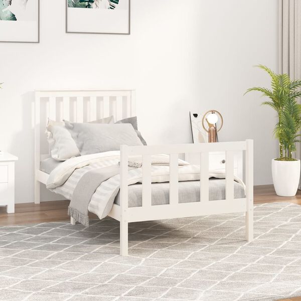 vidaXL Bed Frame without Mattress White 100x200 cm Solid Wood Pine