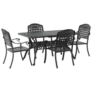 vidaXL Garden Dining Set 5 pcs Black Aluminium