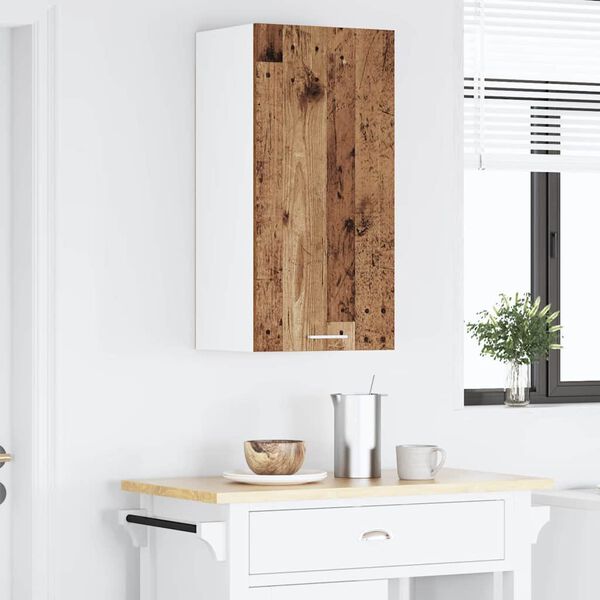 vidaXL Hanging Cabinet with Storage Old Wood and White 40 x 31 x 80 cm