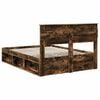 vidaXL Bed Frame Smoked Oak 140 x 200 cm Solid Pine Wood