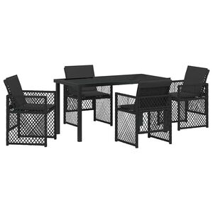vidaXL Garden Dining Set 5 pcs Black Poly Rattan