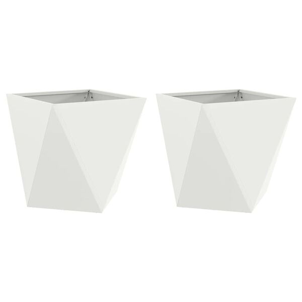 vidaXL Planter 2 pcs White 50 x 50 x 50 cm Steel