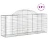 vidaXL Arched Gabion Baskets 11 pcs 200x50x80/100 cm Galvanised Iron