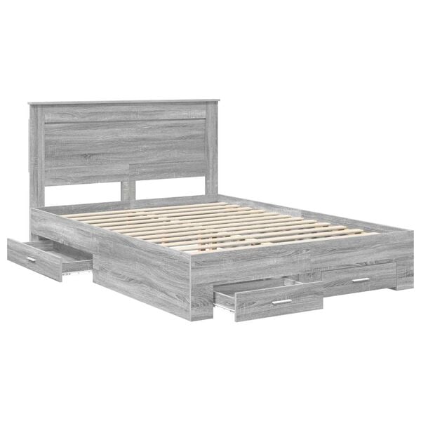 vidaXL Bed Frame with Drawer with Headboard Manual Engineered Wood
