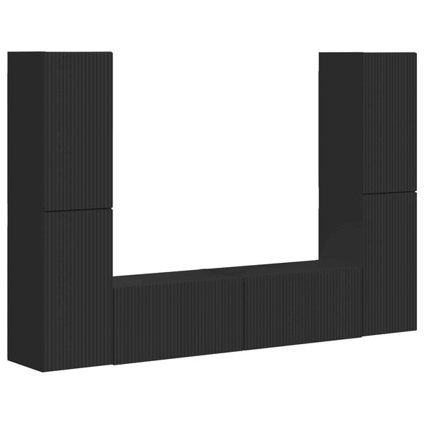 vidaXL TV Cabinet Set 6 pcs Black Engineered Wood