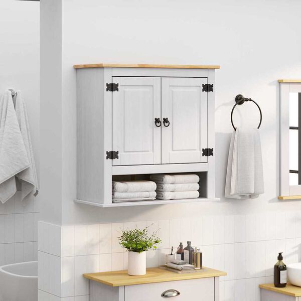 vidaXL Hanging Cabinet Corona White 70 x 33 x 71.5 cm Solid Pine Wood