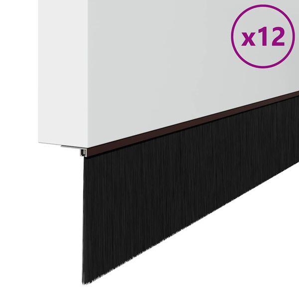 vidaXL Self-adhesive Door Brush Seals 12 pcs Brown 100 cm