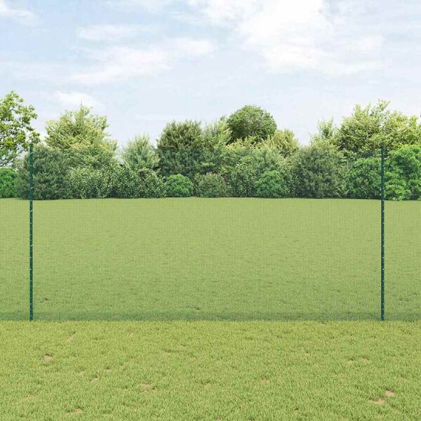 vidaXL Fence with Post Green 1.6 x 10 m Steel and PVC