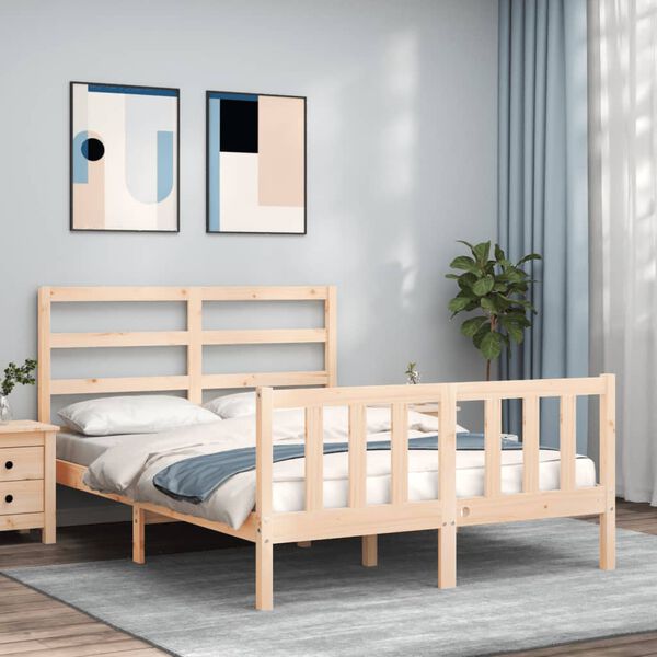 vidaXL Bed Frame without Mattress Double Solid Wood Pine