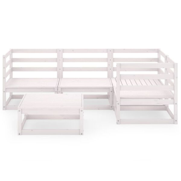 vidaXL 5 Piece Garden Lounge Set White Solid Wood Pine
