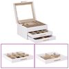 vidaXL Jewellery Box 3-Layer White 23x20.5x14 cm