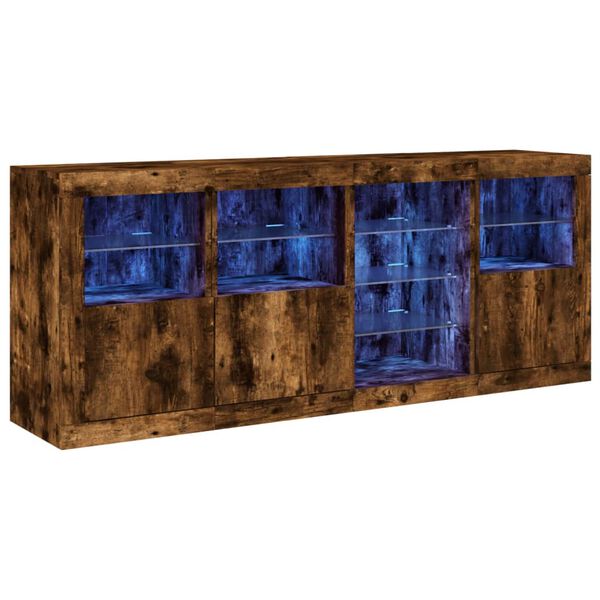 vidaXL Sideboard with LED Lights Smoked Oak 164x37x67 cm