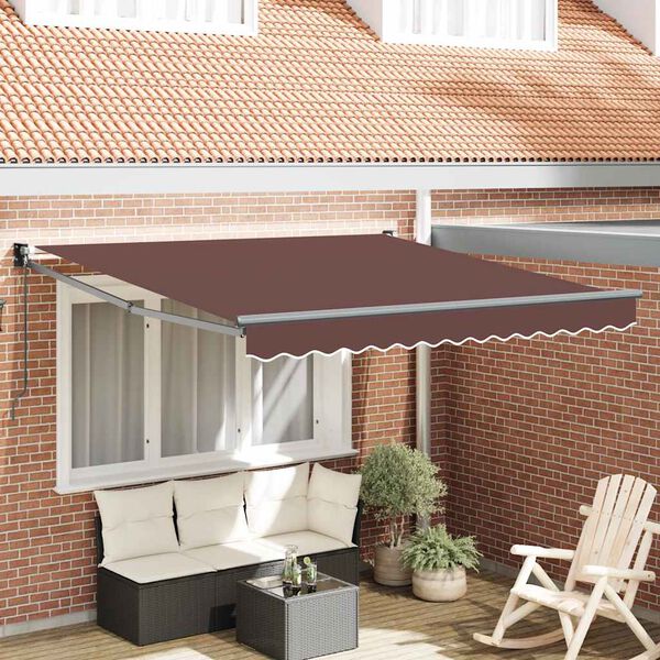 vidaXL Manual Retractable Awning Brown 300x250 cm