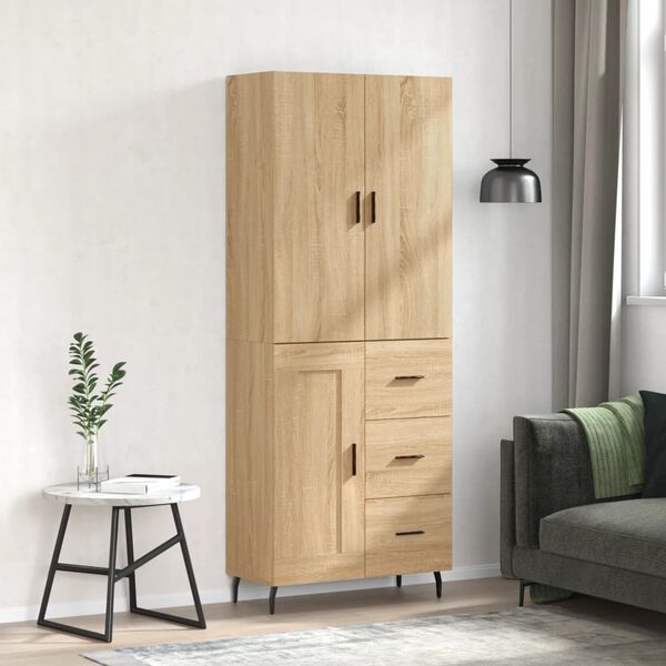 vidaXL Highboard Sonoma Oak 69.5x34x180 cm Engineered Wood