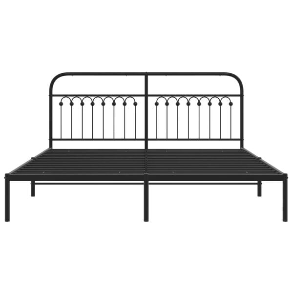 vidaXL Metal Bed Frame without Mattress with Headboard Black 183x213cm