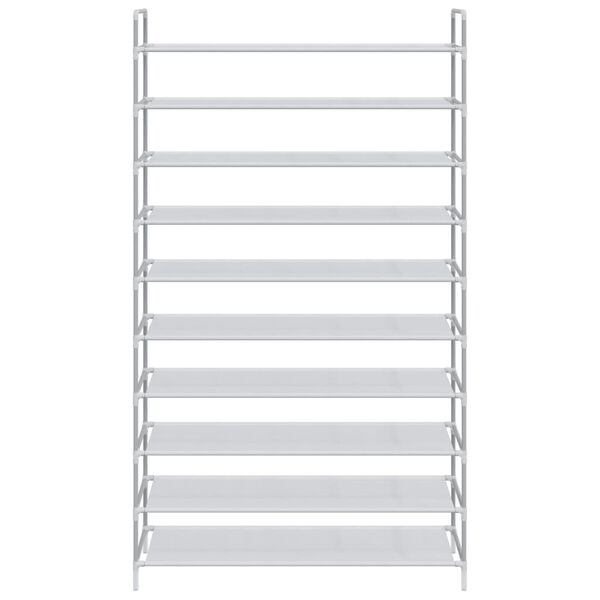 vidaXL Shoe Rack with 10 Shelves Metal and Non-woven Fabric Silver
