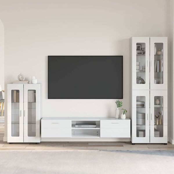 vidaXL TV Cabinet Set FLORIN High Gloss White Engineered Wood