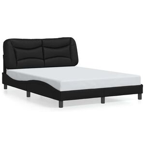 vidaXL Bed Frame without Mattress "Hvar" Black 135x190 cm Double Faux Leather