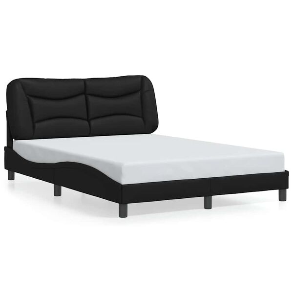 vidaXL Bed Frame without Mattress "Hvar" Black 135x190 cm Double Faux Leather