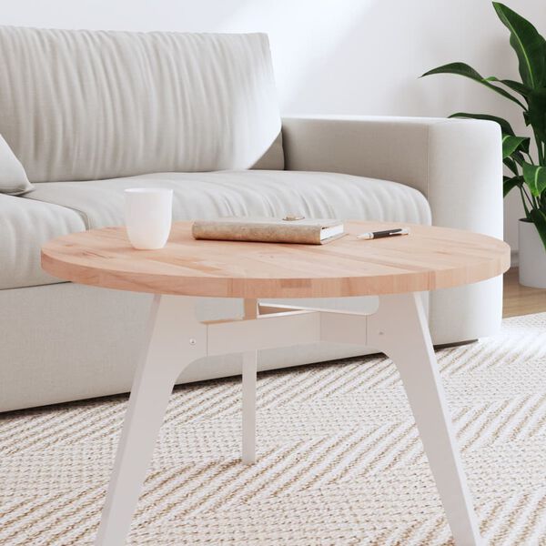 vidaXL Table Top &Oslash;70x2.5 cm Round Solid Wood Beech
